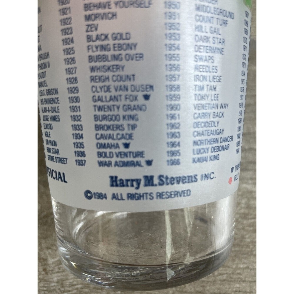 Official 1984 1985 Kentucky Derby Mint Julep Glass Harry M Stevens - Picture 5 of 6